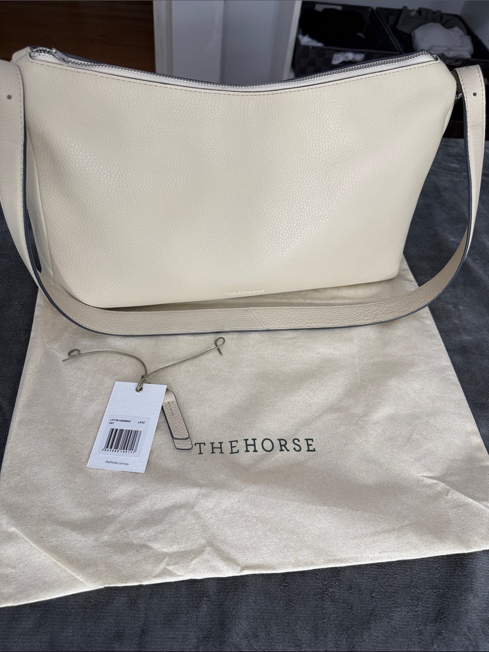 The Horse Cream Leather Shoulder Hobo Bag